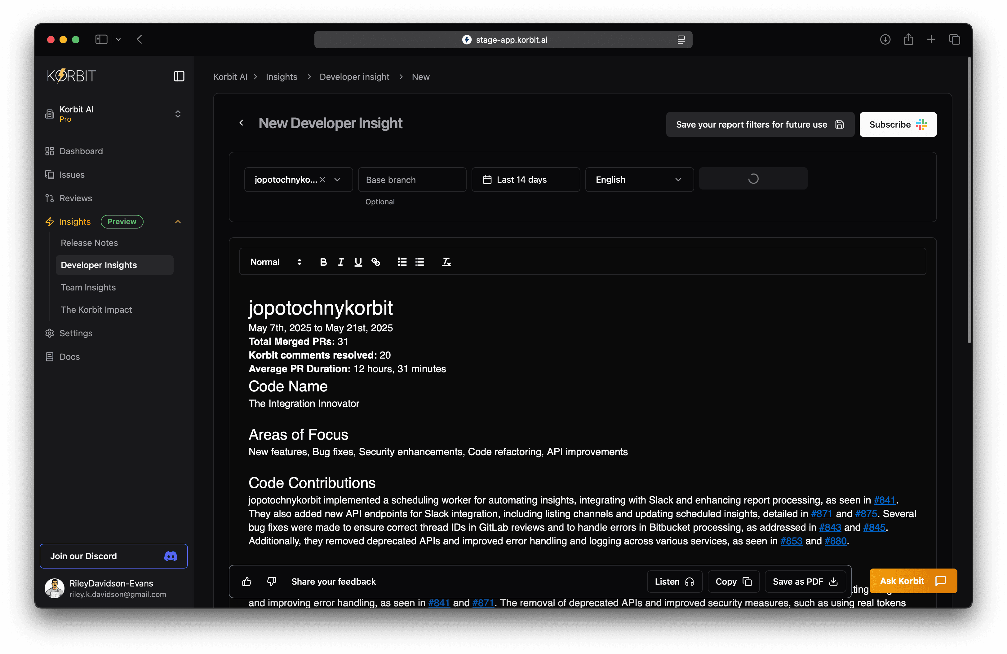 Developer Insights
