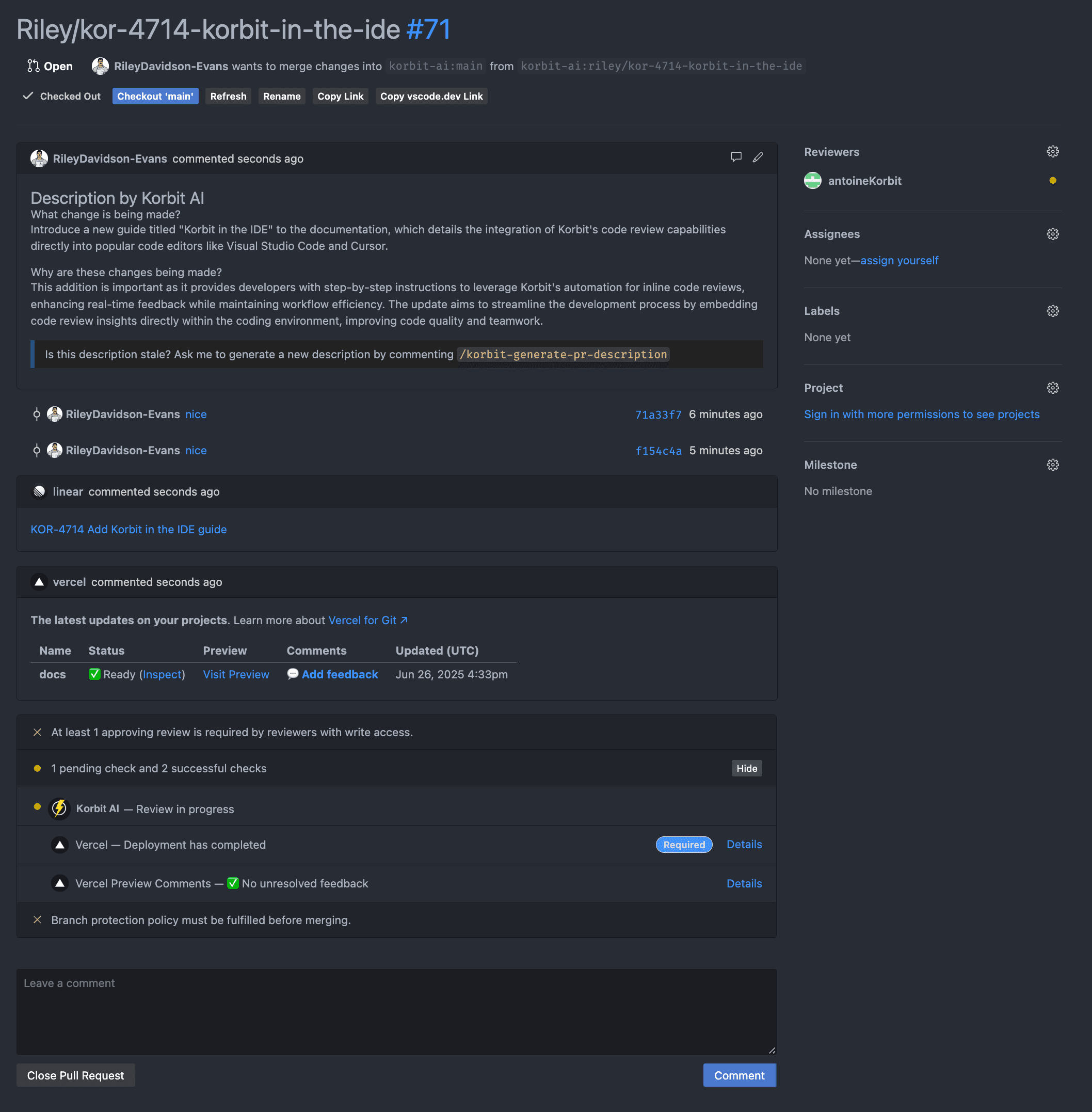 GitHub Pull Request Extension
